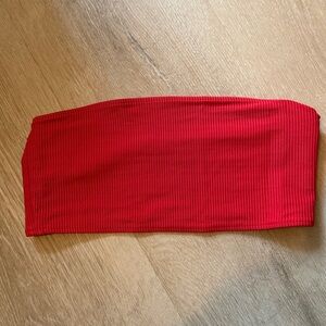 Frankies Bikini Red ribbed bandeau top